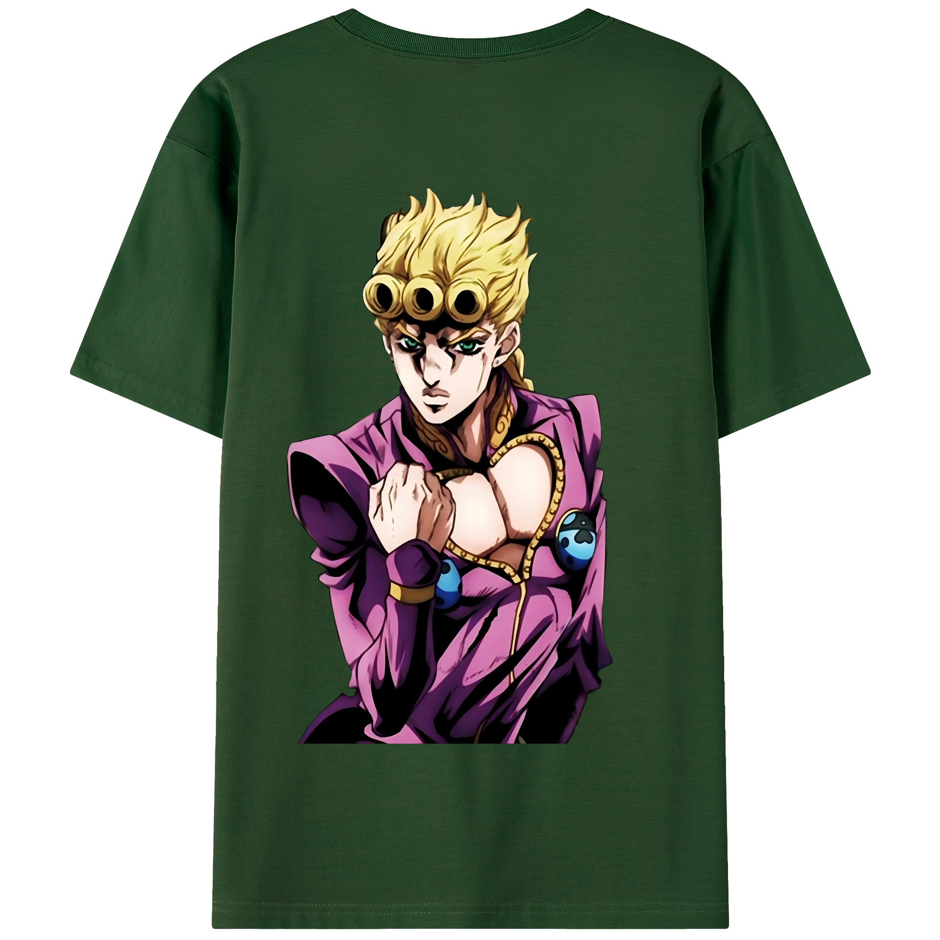 （画像用） ジョジョの奇妙な冒険 ジョルノ?ジョバァーナ JoJo's Bizarre Adventure Giorno Giovanna 綿100％半袖Tシャツ（背面プリント）
